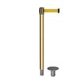 Montour Line Stanchion Belt Barrier Removable Base Pol.Brass Post 11ft.Yellow Belt MX630R-PB-YW-110